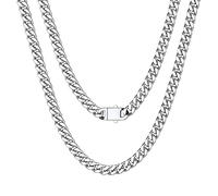 Bestyle 5mm Solid Sleek Man Chain Necklace Stainless Steel Link Chain Necklace 20 Inch Choker Chain for Women Cool Statement Casual Fashion Miami Chain, Tranish Resistant 20"
