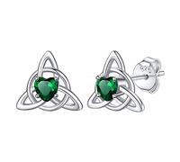 Bestyle 925 Sterling Silver Celtic Earring with 12 Month Stone for Women Girls, Dianty Cute Small Celtic Knot Birthstone Studs Love Infinity Earring Irish Jewelry, Great Birthday Gifts