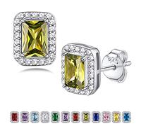 Bestyle 925 Sterling Silver Infinite Birthstone Square Stud August Peridot Birthstone Earrings, Dainty Love Statement Stud Earrings, Birthday/Valentines for Women