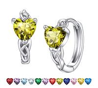 Bestyle 925 Sterling Silver Infinite Celtic Knot Hoop Earrings August Peridot Birthstone Earrings Dainty Love Statement Hoop Earrings Birthdays/Valentines for Women/Girls