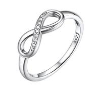 Bestyle 925 Sterling Silver Infinity Rings for Women Grils, Eternity Cubic Zirconia Band Rings for Her, CZ Wedding Bands Promise Rings Infinity Forever Love Knot Stacking Ring Size 6