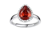 Bestyle 925 Sterling Silver Love Teardrop Cut Gemstone Shiny Cubic Zirconia Rings, Brilliant Created July Ruby CZ Birthstone Rings for Women, Promise/Statement Ring Great Jewelry Gift