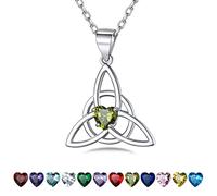 Bestyle August Birthstone Necklace For Women Celtic Necklaces Guardian Lucky Stone Necklace Silver Necklace for Women