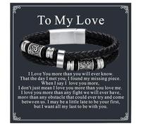 Bestyle Black Leather Bracelet for Men Double Layer Celtic Leather Bracelets Mens Bracelet with Message Card To My Love, 19cm/7.5 Inch