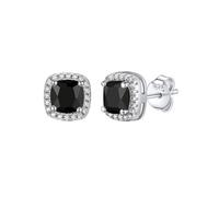 Bestyle Black Onyx Stud Earrings for Women - 925 Sterling Silver Cubic Zirconia Solitaire Large Square Earrings
