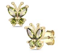 Bestyle Butterfly Earring for Women Hypoallergenic August Birthstone Stud Earrings for Women Sensitive Ear, Gold Princess Cut Peridot Earrings Butterflies Jewellery Set Gift