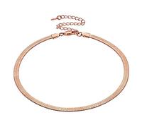 Bestyle Herringbone Choker for Women Rose Gold 5MM Snake Chain Necklaces Chunky Flat Chains Adjustable -15+3.5"