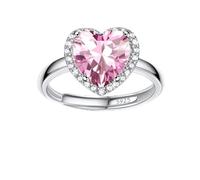 Bestyle Infinity Love Heart October Pink Tourmaline Gemstone Rings with Sparkling CUbic Zirconia, Brilliant Love Heart Diamond Halo Rings Statement Jewelry for Women
