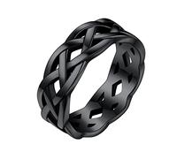 Bestyle Love Endless Irish Celtic Knot Band Ring 7mm Wide Black Masculine Ring for Women Cool Celtic Index Ring, Tranish Resistant and Comfort Fit, Size 10