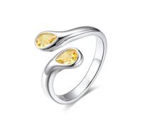Bestyle November Birthstone Ring for Women, Adjustable Silver Yellow Topaz Ring, Thumb Ring for Women, Gemstone Silver Rings for Women, Ladies Rings Jewellery Birthday Gift for Women Girls