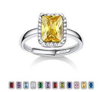 Bestyle S925 Sterling Silver Square Crytsal Rings, Dainty November Critine Crystals Birthstone Rings, Anniversary/Mother’s Day/Birthday Jewelry Gifts for Women Mom/Wife/Sister/Best Friend