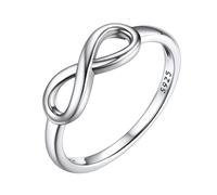 Bestyle S925 Sterling Silver Women Promise Rings Infinity Love Engagement/Wedding Band for Women, High Polish Cute Plain Finger Silver Rings,Size 6