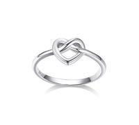 Bestyle Silver Celtic Ring for Women - Dainty Heart Knot Wedding Band, Stackable Eternity Promise Ring, Cute Pinky or Thumb Ring for Her, Elegant Ladies Engagement Jewelry, Size J1/2