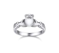 Bestyle Silver Claddagh Rings for Women Sterlling Silver Band Ring Stacking Ring, Dianty Cute Simple Ring, Irish Celtic Love Ring Wedding Band for Couples, Size V1/2