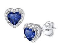 Bestyle Silver Earrings for Women Hypoallergenic 925 Sterling Silver Stud Earrings Sapphire Earrings Heart Gemstone September Birthstone Jewellery Gifts for Daughter/Grandma