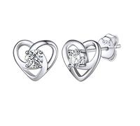 Bestyle Silver Heart Celtic Earring Synthetic Clear Quartz Crystal Diamond Stud for Women Men Healing Gemstone April Birthstone Jewelry for Mom,Grandma,Wife, Sisters, Lovers
