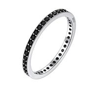 Bestyle Women Girl Index Finger Ring Sterling Silver Stacking Rings Fashion Dainty Daliy Every Day Wear Bands Black Cubic Zirconia Ring Comfort Fit Size 10