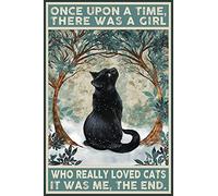 Bestylez Funny Black Cat Signs Cat Pictures Cat Poster Wall Decor, Cat Lover Gifts For Women Girl - Once Upon a Time There was a Girl Who Really Loved Cats, 8 x 12 Inch (513)