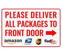 Bestylez Please Deliver All Packages to Front Door Right Arrow - Delivery Sign for Outdoor Use 12 * 8 (145)