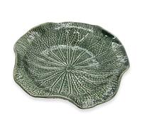 BestySuperStore Tiny 6¾" Green Lotus Leaf Shaped Tray - Handmade Ceramic Porcelain Decorative Plate Dish Catchall Miniature Container for Jewelry Personal Items Incense Holders Trays Décor Gifts