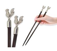 BestySuperStore Wooden Chopsticks 9⅞" Long Coconut Palm Wood Chopstick Metal Chicken Top Eating Utensils Oriental Cutlery Asian Tableware Decorative Dinnerware to Serve Chinese Japanese Korean Food