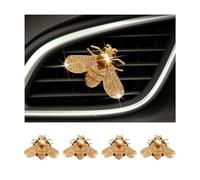 BESULEN 2 Pcs Bling Bee Air Vent Clips, Crystal Bee Car Air Conditioning Outlet Clip, Rhinestone Diamond Bee Auto Interior Decoration, Universal Vehicle Diffuser Vent Decors for Women (Style D)
