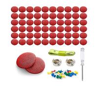 BESULEN 60 Pcs Car Roof Headliner Repair Kit, Grid Cloth Repair Button with Installation Tool, Auto Roof Snap Rivets Retainer for Interior Ceiling Cloth Fixing Repair Buckle (Red)