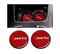 BESULEN Car Cup Holder Coaster, 2 PCS Carbon Fiber Non-Slip Embedded Coasters, Universal 2.75 Inch Cup Holder Insert Coaster Pad, Sports Racing Durable Drink Mat, Car Interior Accessories (Red/Sports)