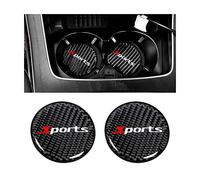 BESULEN Car Cup Holder Coaster, 2 PCS Carbon Fiber Non-Slip Embedded Coasters, Universal 2.75 Inch Cup Holder Insert Coaster Pad, Sports Racing Durable Drink Mat, Car Interior Accessories