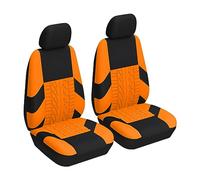 BESULEN Front Car Seat Covers, 2 Pcs Polyester Bucket Seat Protectors, Soft and Breathable, Premium Sporty Automotive Seat Cushions, Universal Auto Interior Accessories for Most Cars, SUV (Orange)