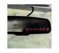 BESULEN Give Em Hell Car Rearview Mirror Stickers, 3PCS Vinyl Funny Motivational Vehicle Rear View Mirror Decals, Attitude Affirmation Auto Bumper Sticker, Universal for Truck SUV Sedan (Red)