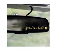 BESULEN Give Em Hell Car Rearview Mirror Stickers, 3PCS Vinyl Funny Motivational Vehicle Rear View Mirror Decals, Attitude Affirmation Auto Bumper Sticker, Universal for Truck SUV Sedan (Golden)