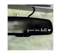 BESULEN Give Em Hell Car Rearview Mirror Stickers, 3PCS Vinyl Funny Motivational Vehicle Rear View Mirror Decals, Attitude Affirmation Auto Bumper Sticker, Universal for Truck SUV Sedan (White)