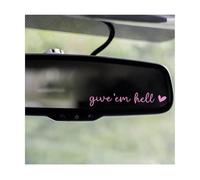 BESULEN Give Em Hell Car Rearview Mirror Stickers, 3PCS Vinyl Funny Motivational Vehicle Rear View Mirror Decals, Attitude Affirmation Auto Bumper Sticker, Universal for Truck SUV Sedan (Pink)