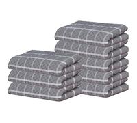 beSunshine 1x to 12x Pack 100% Egyptian Cotton Jumbo Country Check Terry Tea Towels Kitchen Dish Towel (Grey, 3)