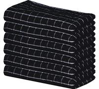 beSunshine 1x to 12x Pack 100% Egyptian Cotton Jumbo Country Check Terry Tea Towels Kitchen Dish Towel (Black, 3)