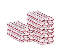 beSunshine Multi-Buy 100% Cotton Jumbo Terry Tea Towels Kitchen Dish Towels Super Absorbent (White-Red Stripe, 6)