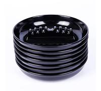 BESUPERT 7Pcs Ashtray Sets, Ash Tray for Cigarettes and Cigar, Round Black Large Size Plastic Ashtrays, for Indoor Outdoor Home Office Patio Restaurant Bar Hotel Use (Set of 7)