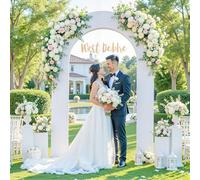 Besutolife 7.2 x 4.2 FT Open Wedding Arch Backdrop Cover, White Spandex U-Shaped Arch Stand Cover Stretchy Fitted Round Top Chiara Arch Cover for Brithday, Baby Bridal Showers, Photo Booths, Ceremony