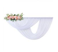 Besutolife Sheer Draping Fabric for Backdrop, Wrinkle-Free Drapery Curtains with Dual Pockets White Arch Drapes for Wedding Birthday Party Bridal Baby Shower Engagement Reception Home Decor 2 Panels
