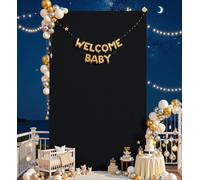 Besutolife Square Arch Backdrop Cover, 6.6×4 FT Spandex Arch Covers Fitted Stretchy Rectangular Balloon Photo Arch Stand Cover for Wedding, Birthday Party, Baby Shower, Graduation, Black