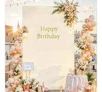 Besutolife Square Arch Backdrop Cover, 6.6×4 FT Spandex Arch Covers Fitted Stretchy Rectangular Balloon Photo Arch Stand Cover for Wedding, Birthday Party, Baby Shower, Graduation, Beige