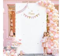 Besutolife Square Arch Backdrop Cover, 6.6×4 FT Spandex Arch Covers Fitted Stretchy Rectangular Balloon Photo Arch Stand Cover for Wedding, Birthday Party, Baby Shower, Graduation, White