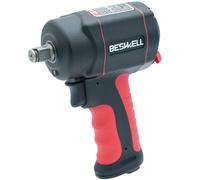 BESWELL 1/2-Inch Stubby Air Impact Wrench, 1200 N.M Max Torque Jumbo Hammer Pneumatic Tool for Tight Engine Spaces, Brake Repair and Automotive Maintenance - BW-112B3N