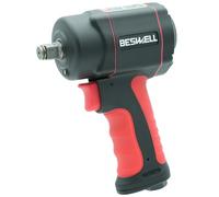 BESWELL 1/2-Inch Stubby Air Impact Wrench, 885 Ft-Lbs Max Torque Jumbo Hammer Pneumatic Tool for Tight Engine Spaces, Brake Repair and Automotive Maintenance - BW-112F3N