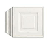 Beswitory 10PCS White 3D Wall Panels Wood Panel Effect Wallpaper, 3D Textured Peel and Stick Wall Panels, Self-Adhesive Waterproof PE Foam, Design for Interior Wall Decor, 35x35cm