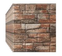 Beswitory 3D Brick Wallpaper Wall Stickers - Self-Adhesive and Waterproof Foam Panels, Easy to Install Peel and Stick Design for Home Decor, Roman red, 10-Pack