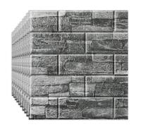 Beswitory 3D Brick Wallpaper Wall Stickers - Self-Adhesive and Waterproof Foam Panels, Easy to Install Peel and Stick Design for Home Decor, Roman Black, 10-Pack