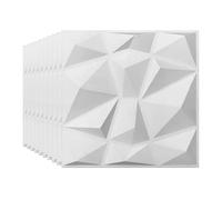 Beswitory 3D Wall Panels Diamond Design for Interior Wall Decor for Home and Office, 3D Textured Wall Panels in White, PVC, Pack of 10 Tiles, 30x30cm