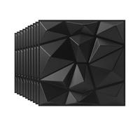 Beswitory 3D Wall Panels Diamond Design for Interior Wall Decor for Home and Office, 3D Textured Wall Panels in Black, PVC, Pack of 10 Tiles, 30x30cm